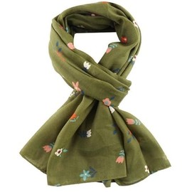 GFM® Floral Print Summer Scarf (FP) (Ditsy Flower-Olive Green)(PSCF-FLD-DTF-24022-JTN)
