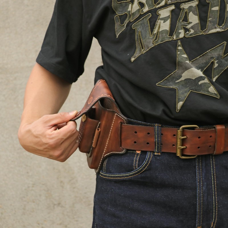 Tourbon Multi-Tool Leather Belt EDC Pocket Organizer Phone Pouch for