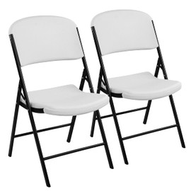OLIXIS Heavy Duty Folding Chairs, 350lbs Capacity - Stackable Plastic Chairs with Steel Frame for Indoor & Outdoor Use - Perfect for Office, Camping, Wedding, Party, Picnic (White Granite, 2-Pack)