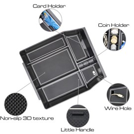 SENSHINE Center Console Organizer Tray for Ford F150 2021 2022 2023 2024 Accessories Car Interior Secondary Storage Armrest Box Insert Hidden Cubby Drawer (Gray Trim)