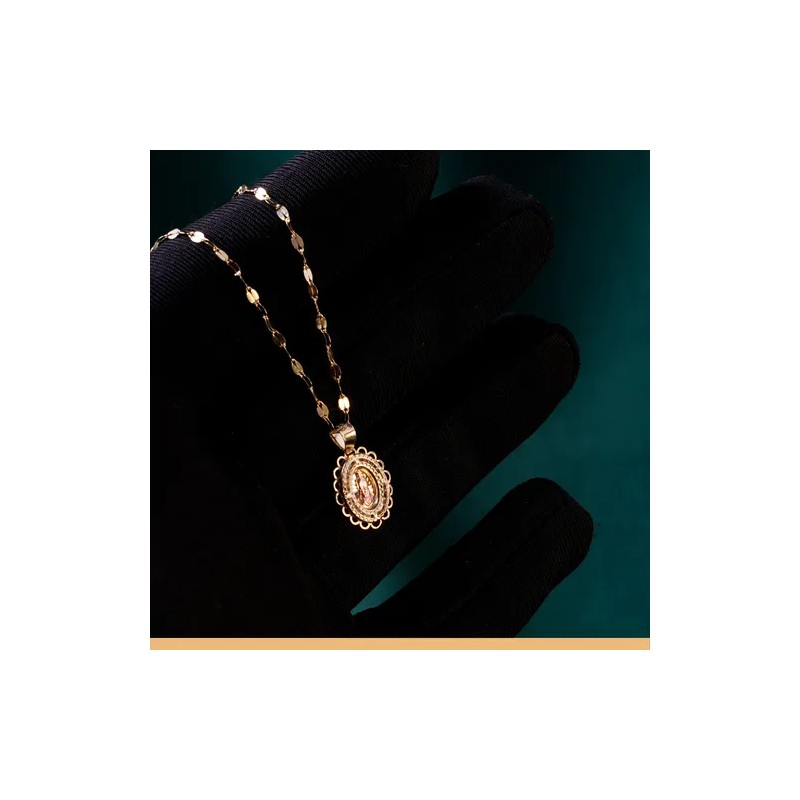 Medalla Virgen De Guadalupe Oro Rosa 10k Y Cadena De