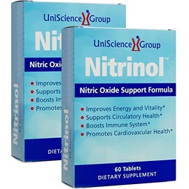 UniScience Group Nitrinol, Natural Nitric Oxide Booster with Beetroot Extract, 60 Tablets per Box, 2 Box Deal