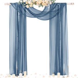 Socomi Wedding Arch Draping Fabric 29" x 20Ft 1 Panel Dusty Blue Sheer Outdoor Curtain Drapes Extra Long for Wedding Ceremony Birthday Party Decoration