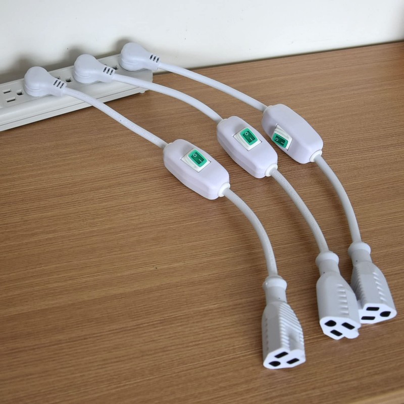 White Angled Plug Heavy Duty On/Off Switch Extension Cord，16-AWG Household