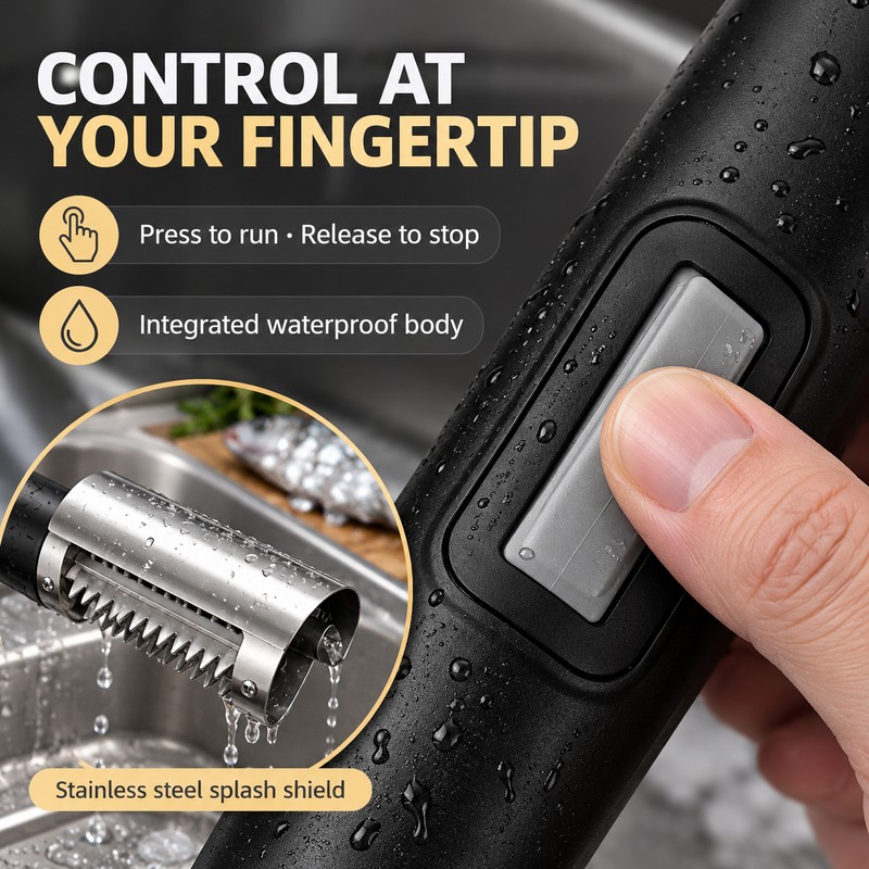 Cordless Electric Fish Scaler with Stainless Steel Roller – Rechargeable