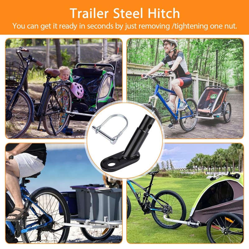 Universal Bike Trailer Hitch Coupler Kit - Steel Bicycle Connector