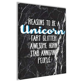 Hippowarehouse Reasons to be a unicorn: Fart glitter awesome horn stab annoying people Printed Canvas 41cmx61cm Wall Art Design Classroom Gym Room Home Office Décor