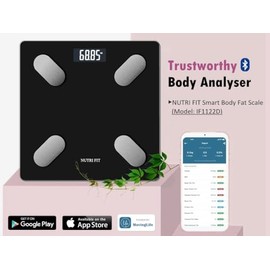 NUTRI FIT NUTRI FIT Smart Scale for Body Weight Body Composition Monitor, Bathroom Digital Weighing Scale with BMI, Body Fat, Muscle Mass, Large LCD Readings 150KG Black