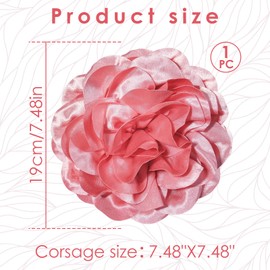 Big Flower Dainty Satin Fabric Rose Flower Brooches Large Rose Flowers Satin Lapel Brooches for Women Wedding Dinner Party Decoration 7.48 Inches (Peach Pink)