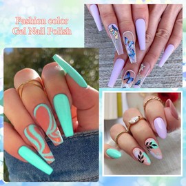 MEET ACROSS Gel Nail Polish Set, 8PCS Macaron Gel Nail Polish Kit, Soak Off UV/LED Nail Polish Nail Art Design Salon Home Gifts for Women