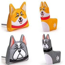 Golf Head Cover Putter Cover Pin Mallet Fit Scotty Cameron Spider Putter Odyssey Magnetic Closure Laughing Dog (Akita Inu Mallet)