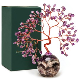 Amethyst Crystal Tree of Life Office Desk Decor for Womens, 7 Chakra Reiki Healing, Feng Shui Bonsai Home Decoration Tree for Positive Energy, Money, Good Luck, Yoga, Meditation, Spiritual Gifts