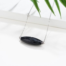 ZPMMPZ Obsidian Necklace Sterling Silver Black Gemstone Pendant Chinese Zodiac Dragon Jewelry Birthday Gifts For Women