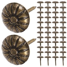 HANABASS 300 Piezas Tachuelas para Tapicería de Muebles Vintage, Clavos Decorativos de Hierro Bronce Antiguo para Sofás, Sillas y Puertas, Diseño de Flor para Bricolaje
