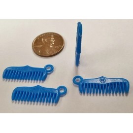 12 VINTAGE HONG KONG BLUE HAIR COMB 23x8mm. ACRYLIC CELLULOID BEAD CHARMS V739
