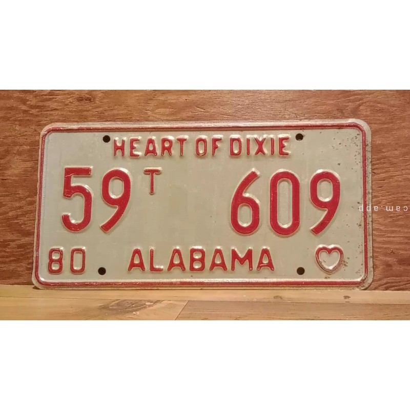 1980 ALABAMA License Plate Heart of Dixie antique vintage auto