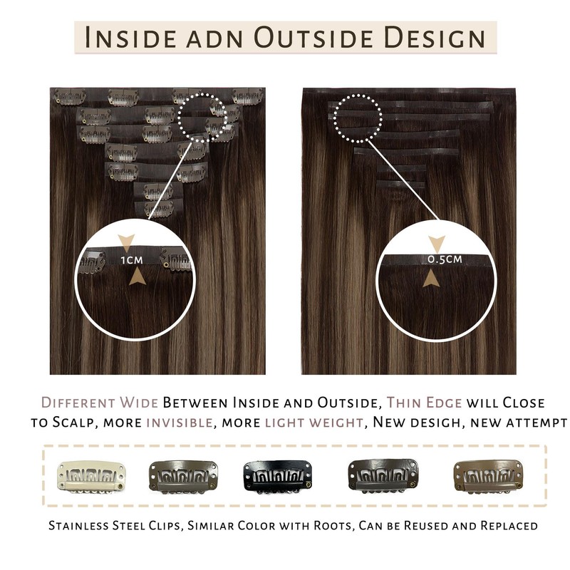 Caliee 22Inch Clip in Hair Extensions Real Human Hair 7Pcs