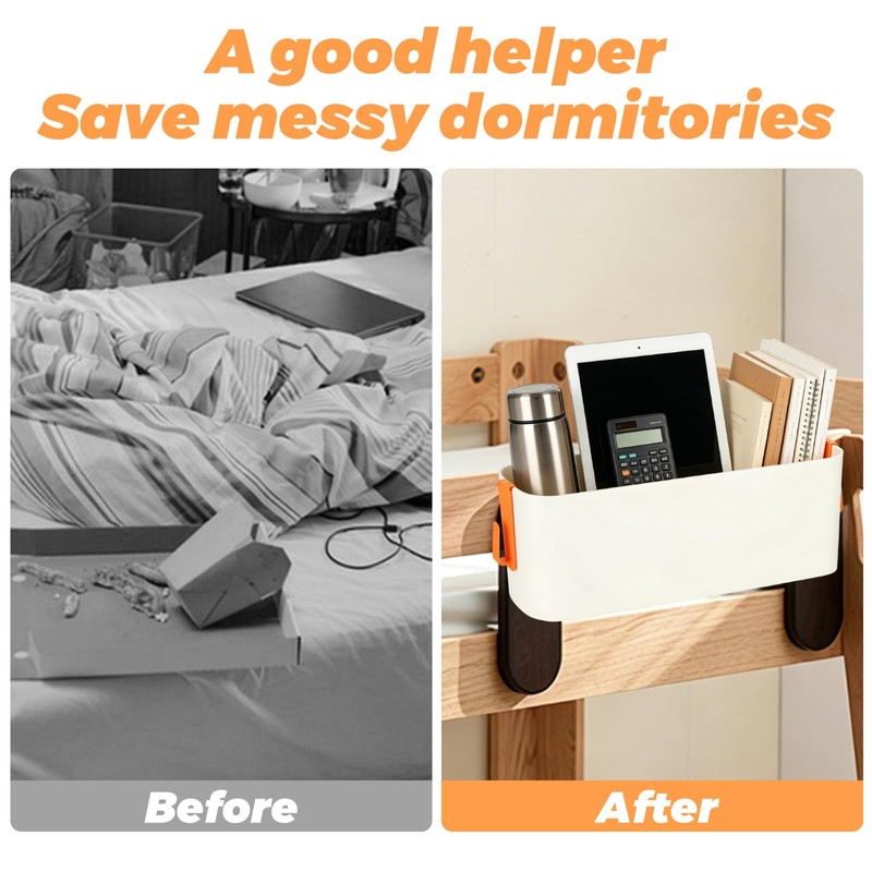 Oungy 3 Pcs Bedside Caddy Plastic Bed Caddy, Orange Hanging