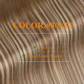 Easyouth Real Hair Tape-In Extensions, Balayage Brown Tape, Real Hair Extensions, Dark Brown, Ombre, Ash Brown, Medium Blonde, Tape-In Hair Extensions, Real Hair, Straight, 50 cm, Straight, 50 g, 20