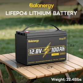 12V 100Ah LiFePO4 Lithium Battery, 12 Volt Lithium Batteries Group 31 Low-Temp Protection Built-in 100A BMS, Up to 15000 Deep Cycles, 1280Wh Rechargeable Lithium Battery, Perfect for RV, Trailer