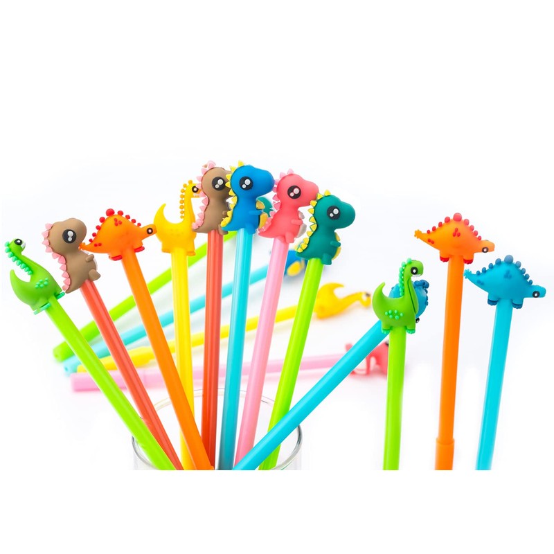 RECHENG Cute dinosaur black ink pens,Cartoon fun kawaii writing gel