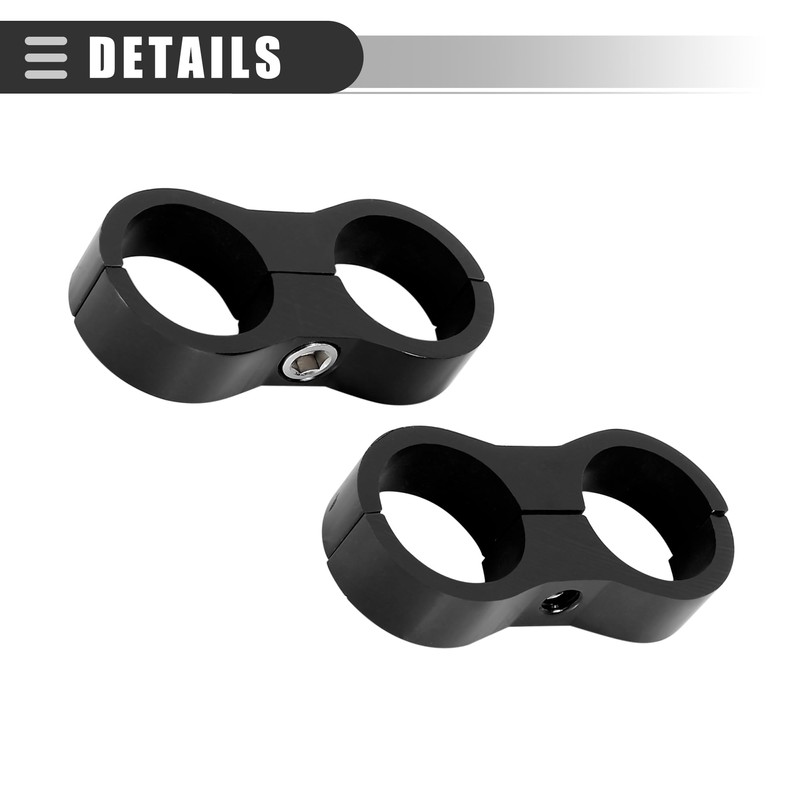 Motoforti Universal AN12 24mm Hose Separator Clamp,Aluminum Alloy, Black, 4pcs