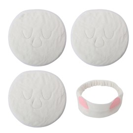 AMUYUKEJI【3 pack 】Reusable Face Towel Mask and【1 pack 】hair band, Comfortable snowflake cotton, For warming the face before applying a mask to open the pores and increase blood circulation