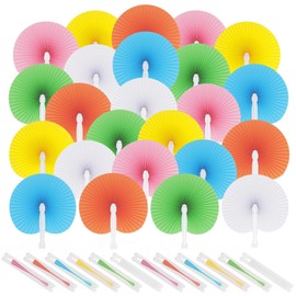 48 Pack 6 Colours Paper Fans, Mini Handheld Folding Paper Fan for Weddings