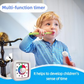 Visual Timer for Kids, 60-Minute Countdown Timer for Classroom Office Kitchen, Pomodoro Timer with Silent Operation，Time Management Tools with Colorful Pattern(White)