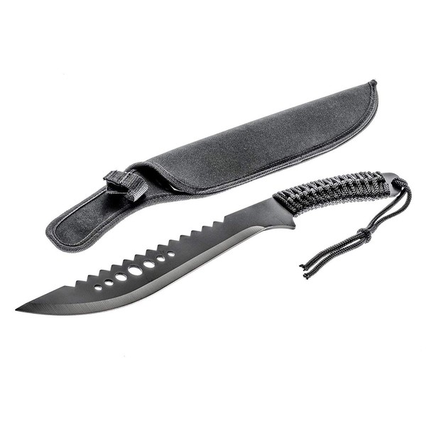 ASR Outdoor 15.5 Inch Stainless Steel Machete Serrated Blade Paracord Handle