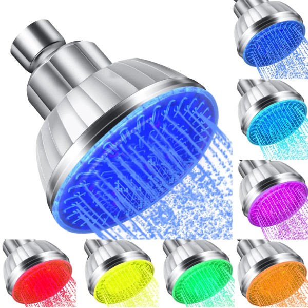 Double 2 C LED Shower Head with Light, 7 Color