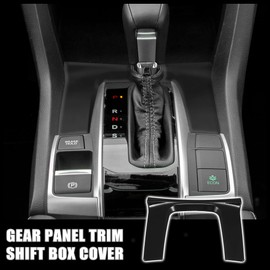 X AUTOHAUX Gear Panel Trim Shift Box Cover Decal for Honda Civic 10th Gen 2016 2017 2018 2019 2020 2021 Car Interior Accessories Sticker Decorative Black