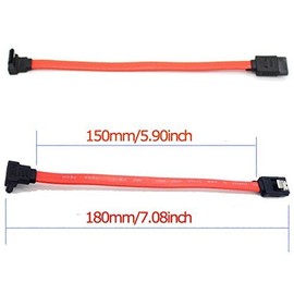 Security-01 2-Pack Red 90 Degree Right-Angle 6.0 Gbps SATA III Data Cable with Locking Latch Plug 180mm/7.08inch