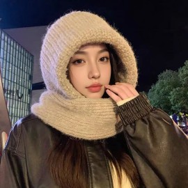 2027 NEW KJ Multi-Color Acrylic Wool Ski Mask Snood Balaclava Fall Winter Cold Weather Fashion Accessory Hand Drawn 3D BowsSize: One size 54-60cm, Color: Khaki