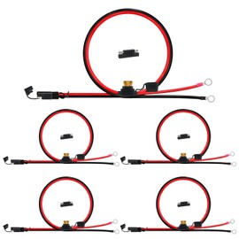 TMH 2 FT - 18G, SAE to O Ring Terminal Harness with 7.5A Protection Fuse Quick Disconnect Plug, Ring Terminal Assembly Battery Extension, for Motorcycles, Cars, ATVs (5 Packs)