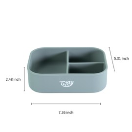 Premium 3-Compartment Silicone Bento Box 25 oz – Reusable, Leakproof, BPA-Free – Microwave & Dishwasher Safe – Food Container for Kids, Adults & Pets – Great for School, Office, Travel & Walks (Gray)