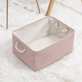 Fabric Storage Basket, Foldable Storage Boxes, Storage Baskets, Storage Containers for Clothes, Toys, Bedroom, Shelf, Wardrobe, Clothes Shelves, Children's Room Cabinets, Pink, 36 x 26 x 16 cm