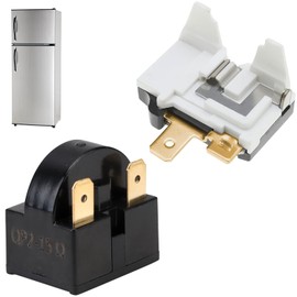 Jawfait PTC Refrigerator Start Relay and Overload Kit, 15 Ohm 3Pin Starter QP2-15 and Fridges Overload Protector 1/4HP Compatible with LG Refrigerator Compressor