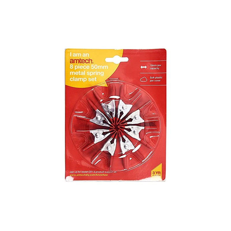 Am-Tech S2972 50 mm Metal Spring Clamp Set - Red
