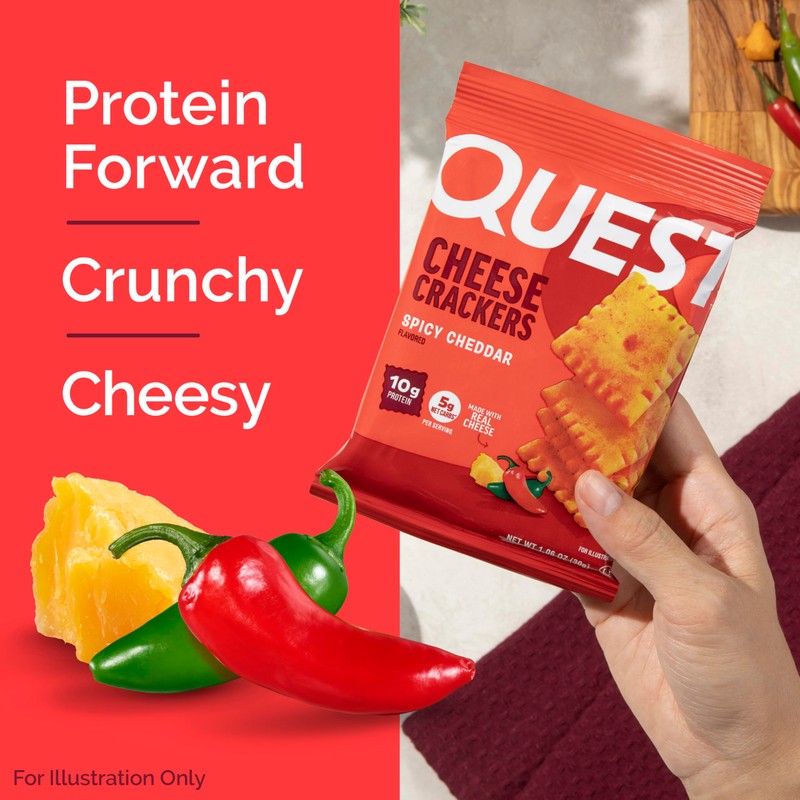 Quest Nutrition Cheese Crackers, Spicy Cheddar Blast, 10g of Protein,