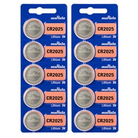 Murata CR2025 Battery DL2025 ECR2025 3V Lithium Coin Cell (10 Batteries)
