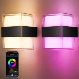 Smart Outdoor Wall lamp - Modern Porch Lights with WiFi and Bluetooth Control, Waterproof Dawn Lighting for House, Supports rgcbw dimming and Voice Control WINSEN