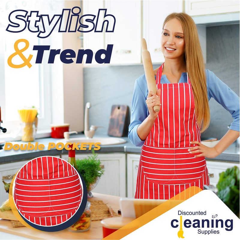 Discounted Cleaning Supplies Chefs Apron Professional Quality Blue & White