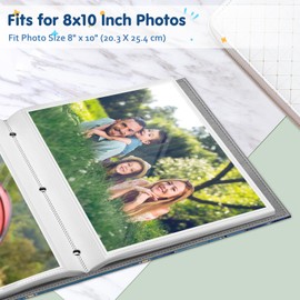 Fintie Photo Album for 8x10 Photos - 52 Pockets Premium Vegan Leather Cover Pictures Album Book, Art Portfolio Albums for Family/Wedding/Anniversary Artwork, Ocean Marble