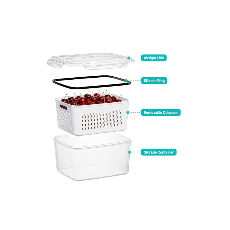 HOMETALL 4 Pack Fruit and Vegetable Storage Containers