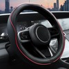 Ouzorp Cubierta duradera de piel para volante de coche, rojo