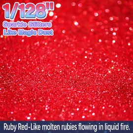 Halobios Extra Fine Glitters, Holographic Red Glitter, 180g(6.35oz) Ultra Fine Glitters, 1/128" Resin Glitter Powder for Hair Body, Nails, Arts and DIY Crafts Decoration