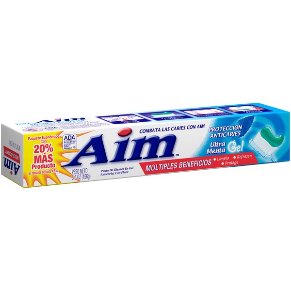 Aim Cavity Protection Anticavity Fluoride Toothpaste, Ultra Mint Gel, 6