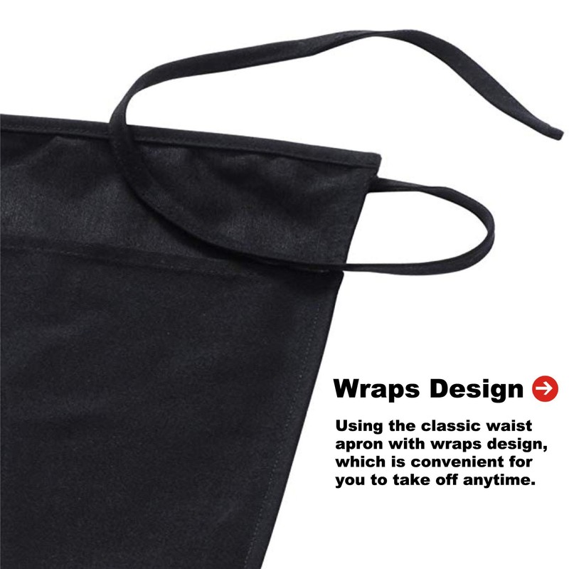 TOPTIE 2 Pack 3 Pockets Waitress Waist Apron, Restaurant Half