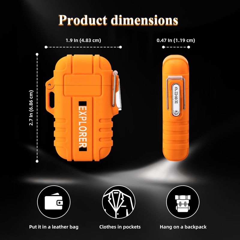 LcFun Electric Lighter - USB C Rechargeable, Windproof, Waterproof Flameless